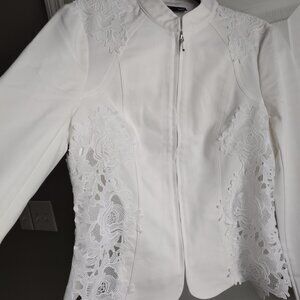 INC stretch cotton blazer with lace - WHBM jackets style - shapely - NWT